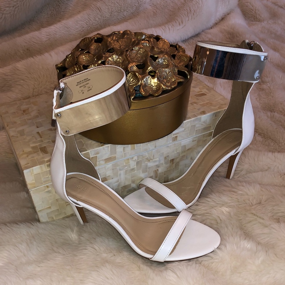 Zara White Ankle Strap Heels